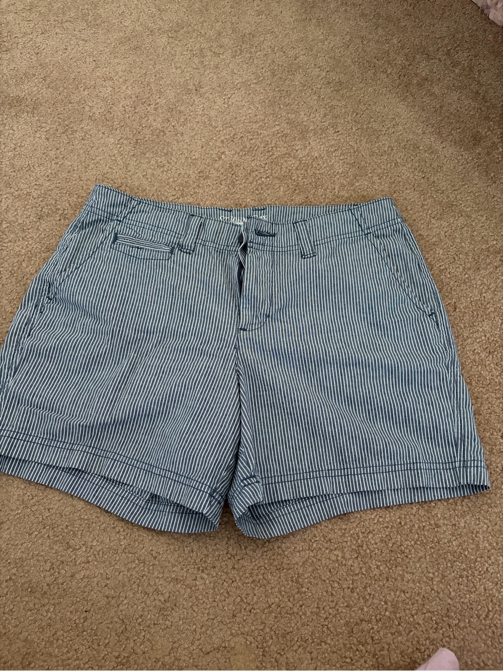 St. John's Bay Blue and White Pinstripe Bermuda Shorts